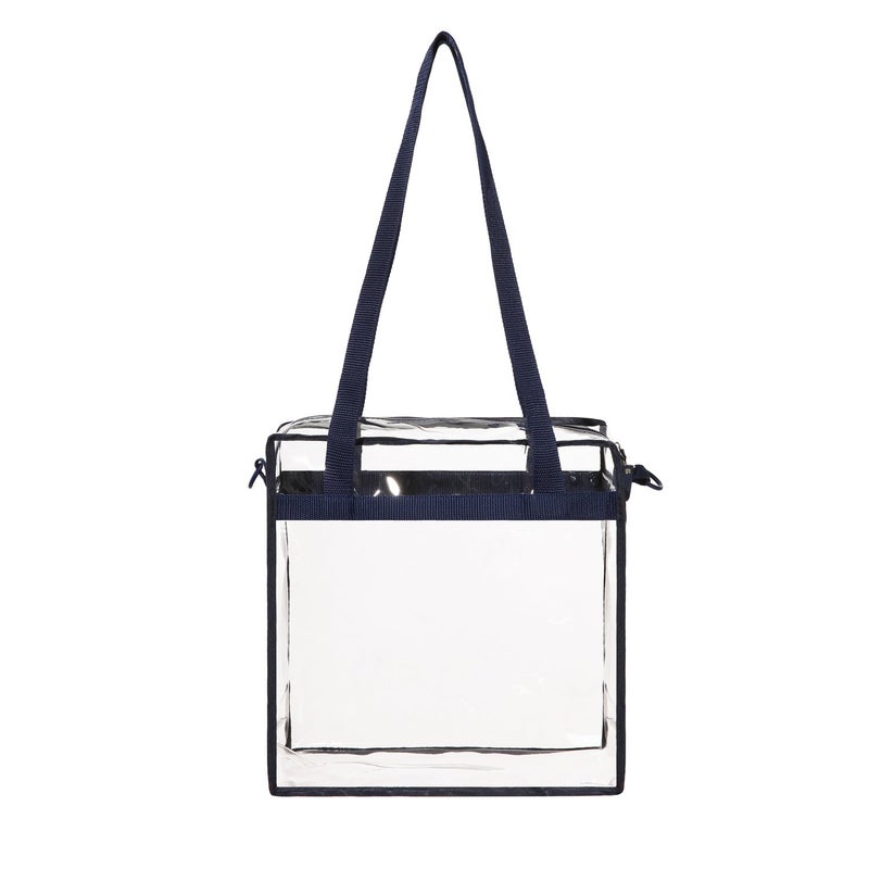BAGAIL Clear Bags 12x6x12 Stadium Approved Clear Tote Bag with Zipper Closure Crossbody Shoulder Bag with Adjustable Strap(Navy) - Image 5
